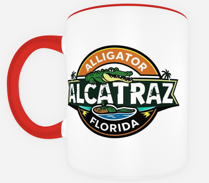 MUG (ORANGE HANDLE) Alligator Alcatraz Florida