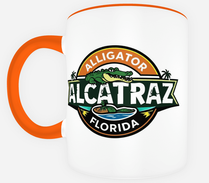 MUG (ORANGE HANDLE) Alligator Alcatraz Florida