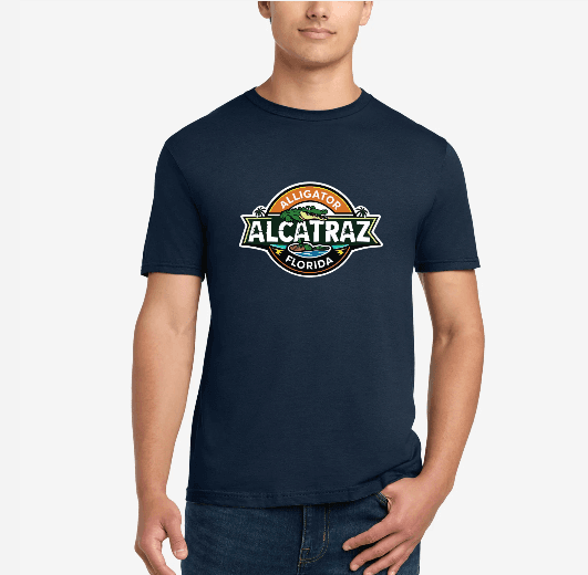 Gildan® Softstyle® Unisex T-shirt (BLACK) Alligator Alcatraz Florida