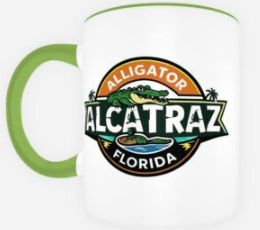 MUG (GREEN HANDLE) Alligator Alcatraz Florida